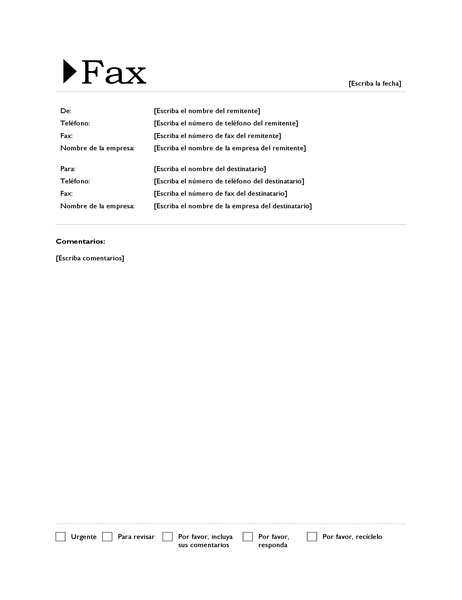 Portada de fax (diseño Origen)