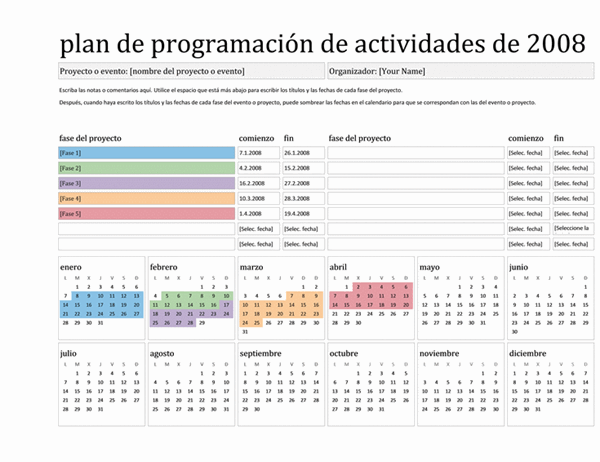 Plan de programación de actividades de 2008 (lun-dom)