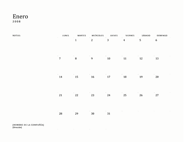 Calendario laboral de 2008 (lun-dom)