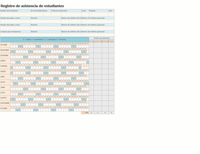 Registro de asistencia de alumnos 2008-2009