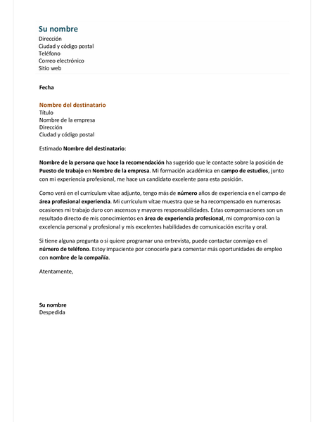 Carta de presentación para un currículum vítae eficaz