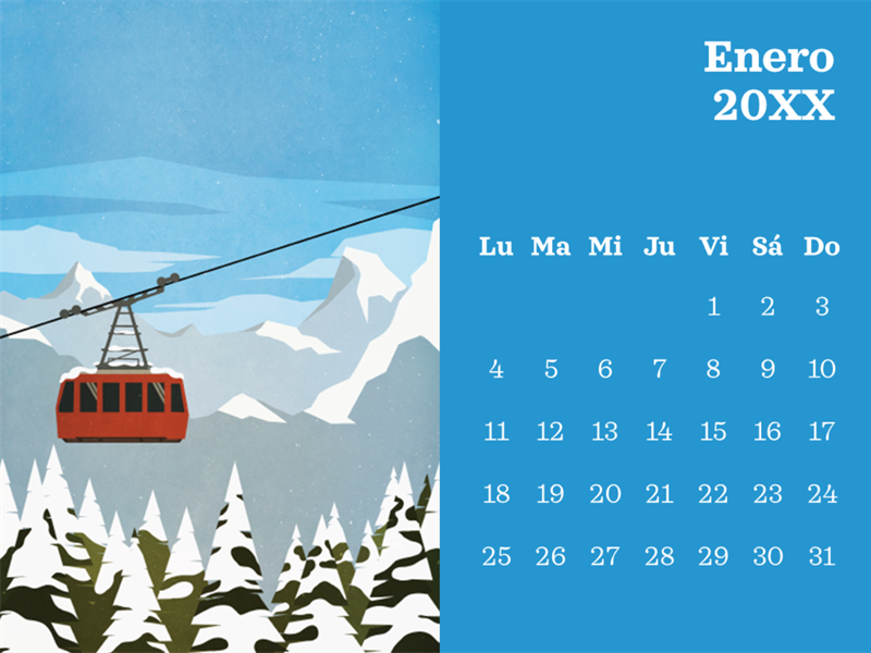 Calendario mensual con imágenes de exteriores Calendario mensual con imágenes de exteriores
