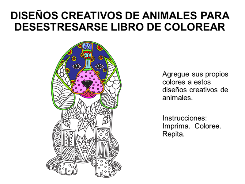 Libro desestresante para colorear diseños creativos de animales Libro desestresante para colorear diseños creativos de animales