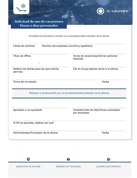 Formulario de solicitud de vacaciones de un empleado de pequeña empresa Formulario de solicitud de vacaciones de un empleado de pequeña empresa