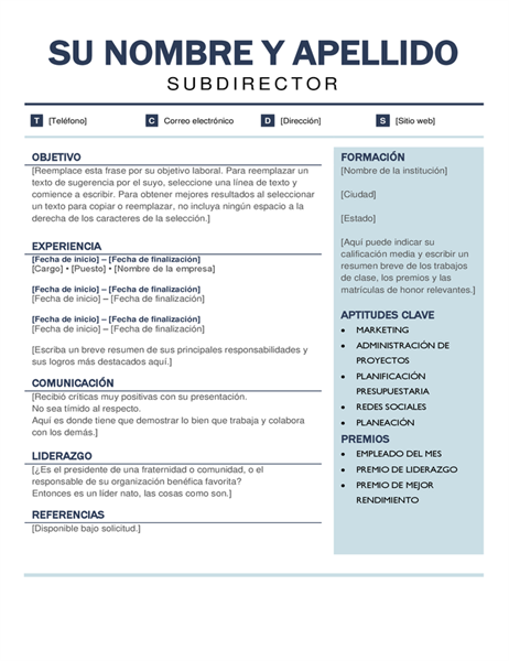 Currículum vítae moderno y organizado Currículum vítae moderno y organizado