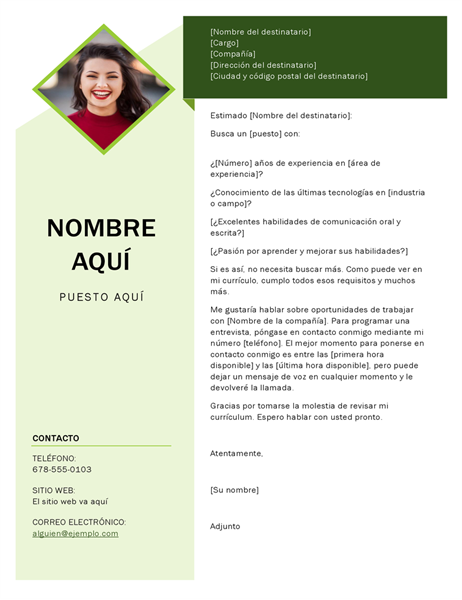 Carta de presentación con cubo verde Carta de presentación con cubo verde