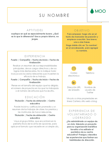 Currículum vítae impoluto diseñado por MOO Currículum vítae impoluto diseñado por MOO