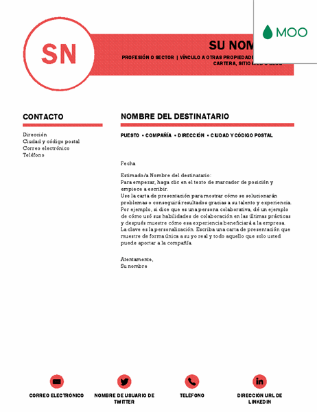 Carta de presentación impecable diseñada por MOO Carta de presentación impecable diseñada por MOO