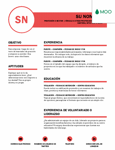 Currículum vítae impecable diseñado por MOO Currículum vítae impecable diseñado por MOO