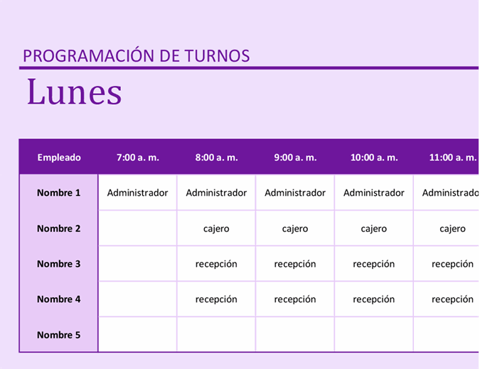 Plantilla Para Turnos De Empleados 6129