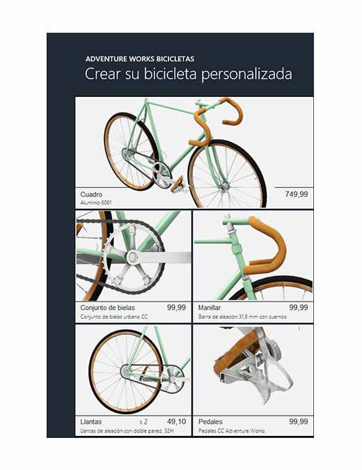 Catálogo de productos de Excel en 3D (modelo de bicicleta)
