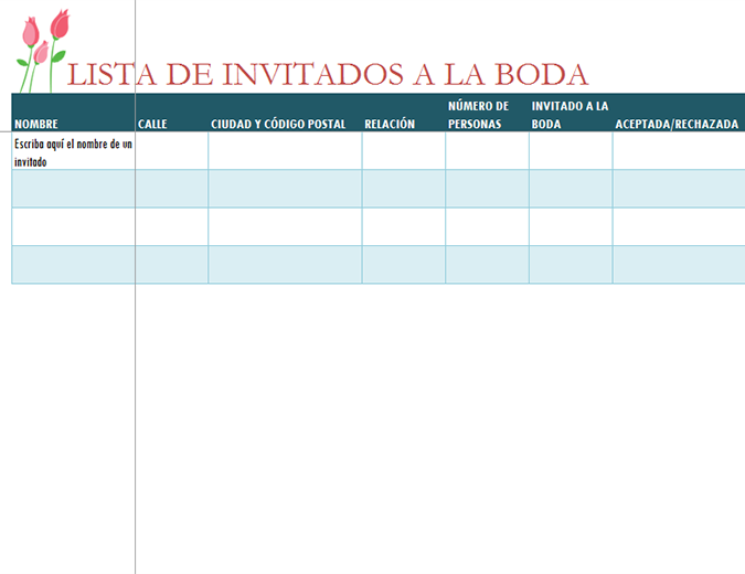 Lista de invitados a la boda (con tulipanes) Lista de invitados a la boda (con tulipanes)