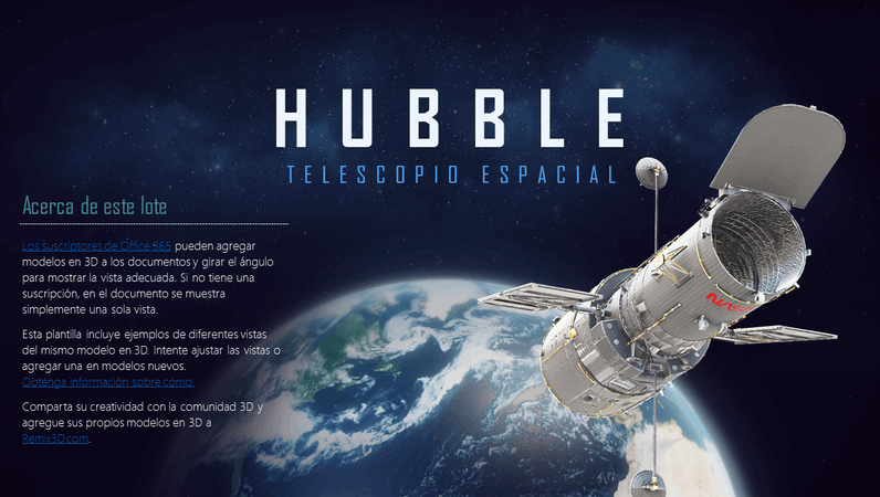 Presentación de PowerPoint en 3D (modelo del telescopio Hubble)