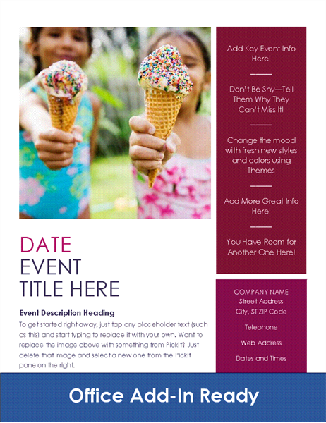 Folleto de eventos con complemento Pickit Folleto de eventos con complemento Pickit
