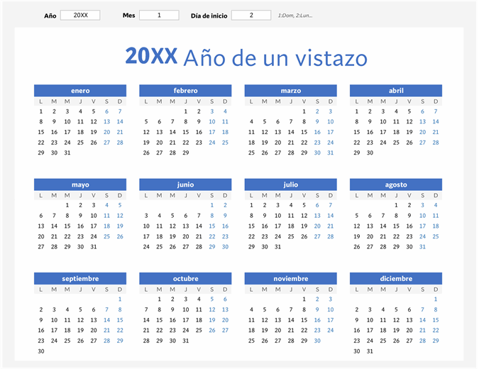 Calendario De Un Mes De Cualquier Año 9193