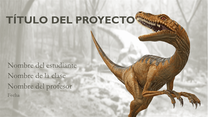 Presentación de informes educativos con modelos de dinosaurio