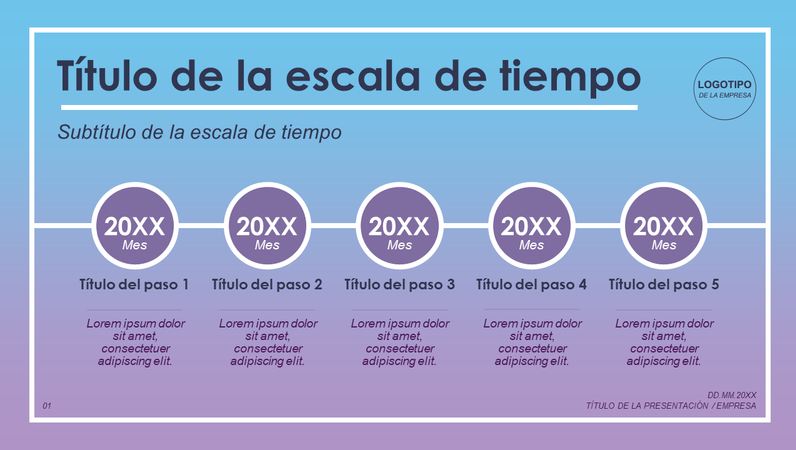Escala de tiempo de historia con degradado Escala de tiempo de historia con degradado