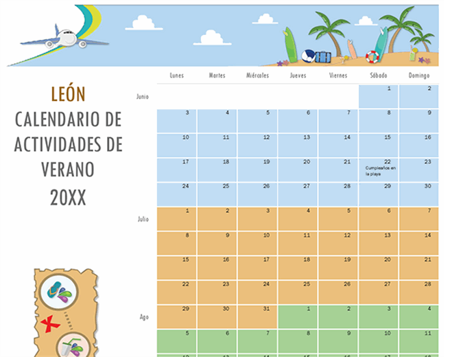 Calendario de actividades de verano