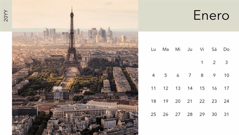 Calendario fotográfico de paisajes urbanos