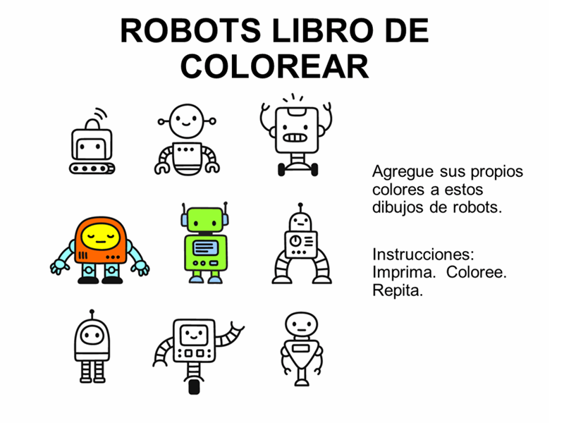 Libro para colorear robots