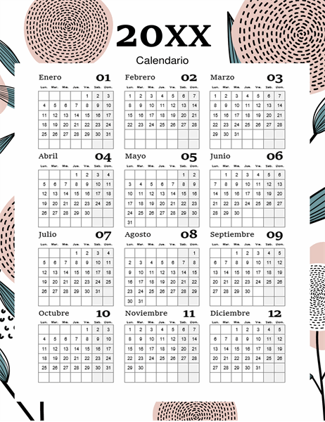 Calendario floral moderno