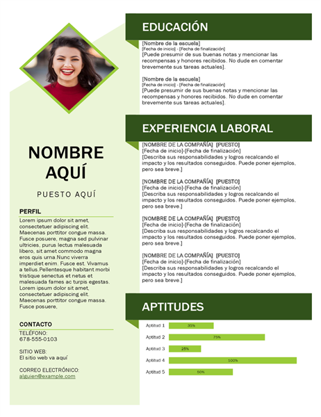 Currículum vítae con cubo verde Currículum vítae con cubo verde
