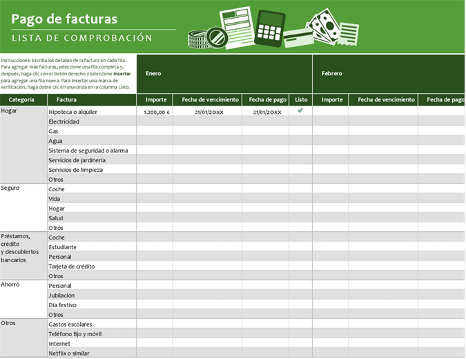 Lista de comprobación de pago de facturas Lista de comprobación de pago de facturas