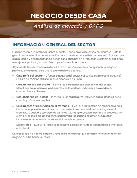 Análisis de mercado de negocios caseros y DAFO Análisis de mercado de negocios caseros y DAFO