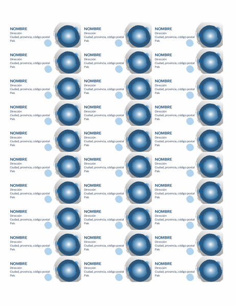 Etiquetas con esferas azules (30 por página)