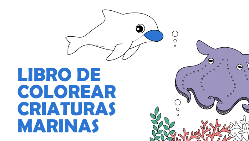 Libro de colorear con animales marinos Libro de colorear con animales marinos