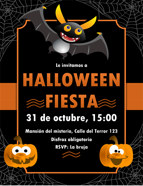 Invitación de Halloween con murciélago 