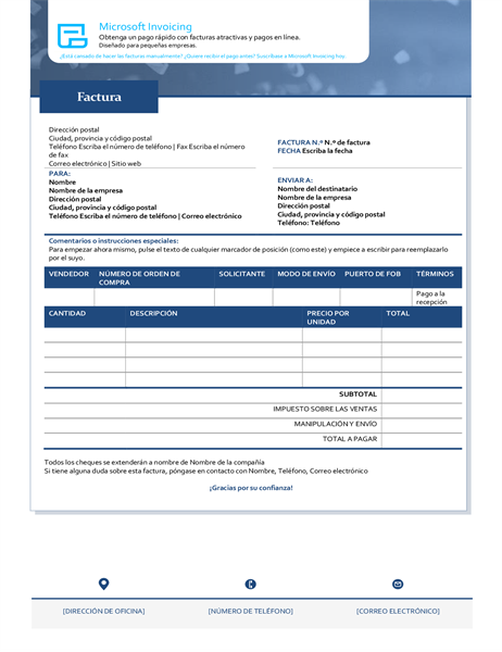 Factura con Microsoft Invoicing Factura con Microsoft Invoicing