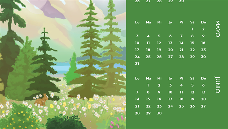 Calendario trimestral de las estaciones con motivo de la naturaleza Calendario trimestral de las estaciones con motivo de la naturaleza