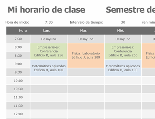 Total 47+ imagen modelo de horario de clases en excel