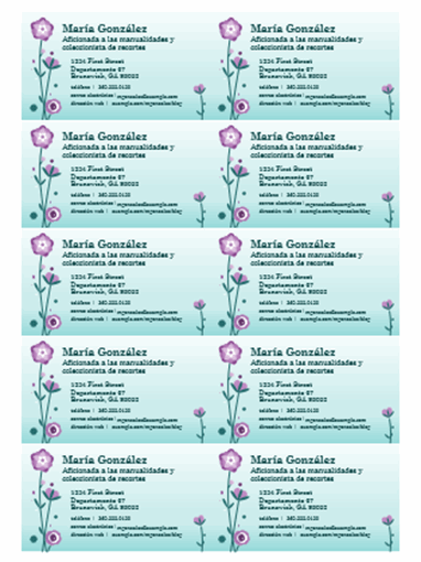 Tarjetas de presentación (ilustración floral, 10 por página)