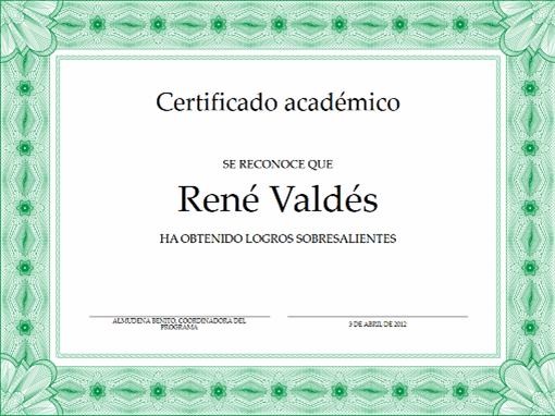 Certificado de diploma de escuela infantil