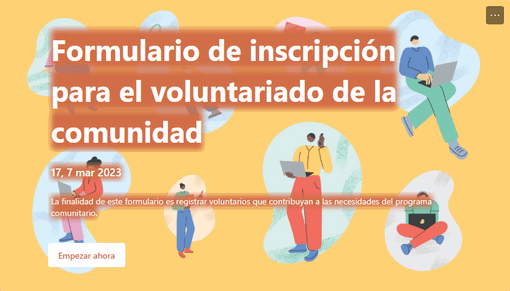 Formulario de inscripción para el voluntariado de la comunidad