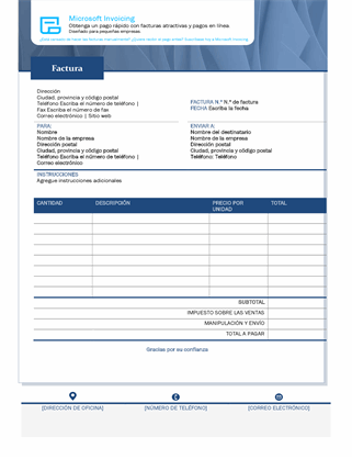 Factura estándar con Microsoft Invoicing Factura estándar con Microsoft Invoicing