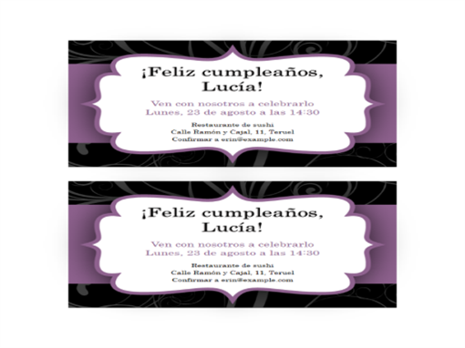 Invitación a una fiesta (diseño con franja púrpura)