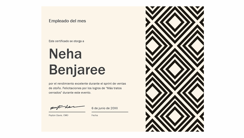 Certificado de empleado del mes diamante Certificado de empleado del mes diamante