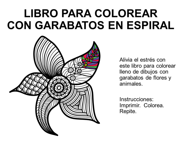 Libro para colorear con espirales dibujadas