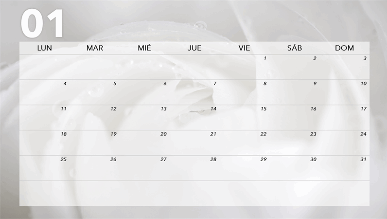 Calendario mensual con diseño floral