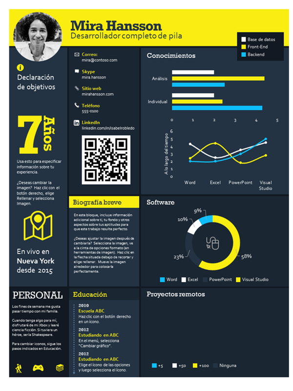 Currículum vítae tecnológico con infografía Currículum vítae tecnológico con infografía