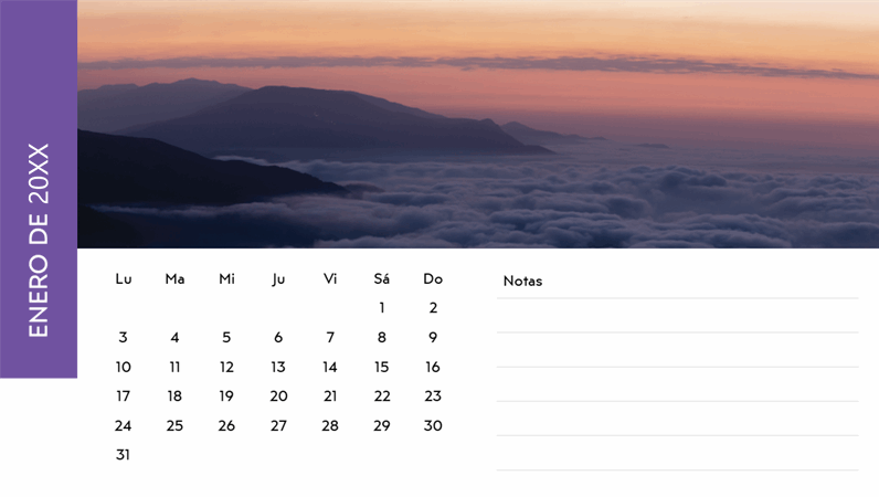 Calendario de fotos de paisajes