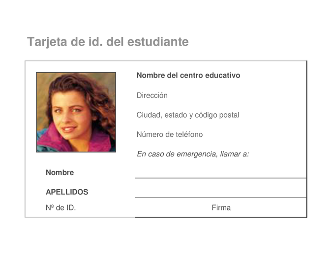 Tarjeta de identificación del estudiante Tarjeta de identificación del estudiante