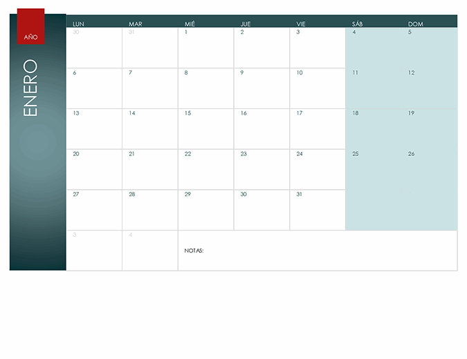 Calendario para cualquier año (tema Ion)