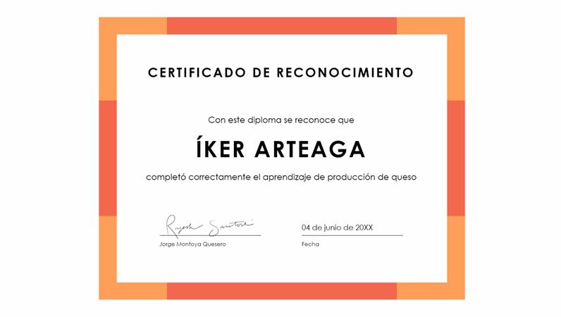 Certificado de reconocimiento con banda de color Certificado de reconocimiento con banda de color