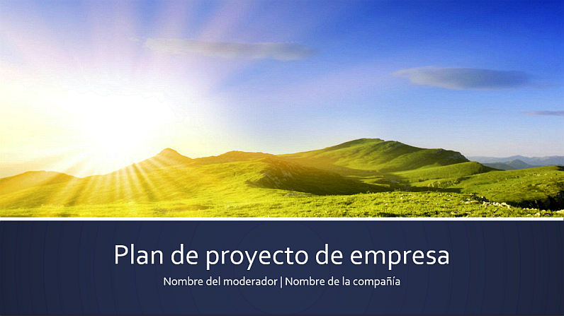 Presentación del plan de proyecto de empresa (panorámica)