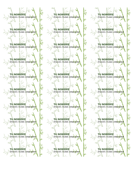 Etiquetas de dirección del remitente (bambú, 30 por página, compatibles con Avery 5160)