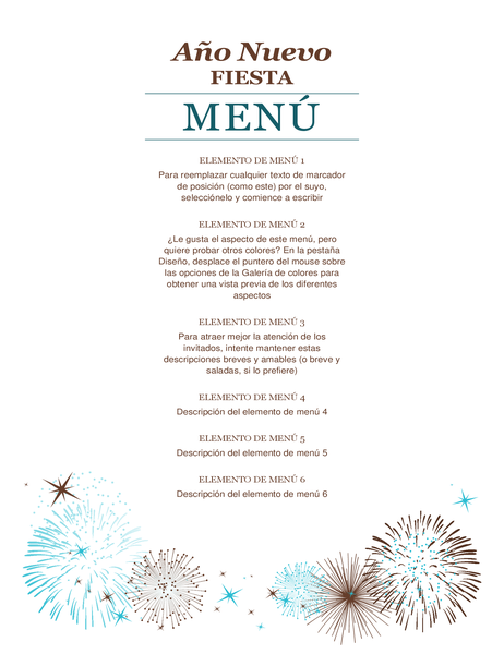 Menú de fiesta de Año Nuevo Menú de fiesta de Año Nuevo